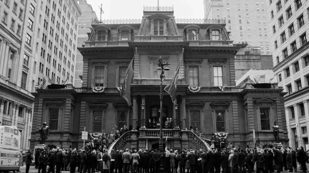 Crowd gathering outside the Union League House